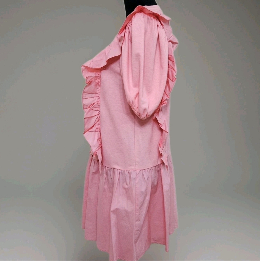 English Factory- Mixed Media Ruffle Detail Mini Dress -Size Medium - Picture 14 of 17